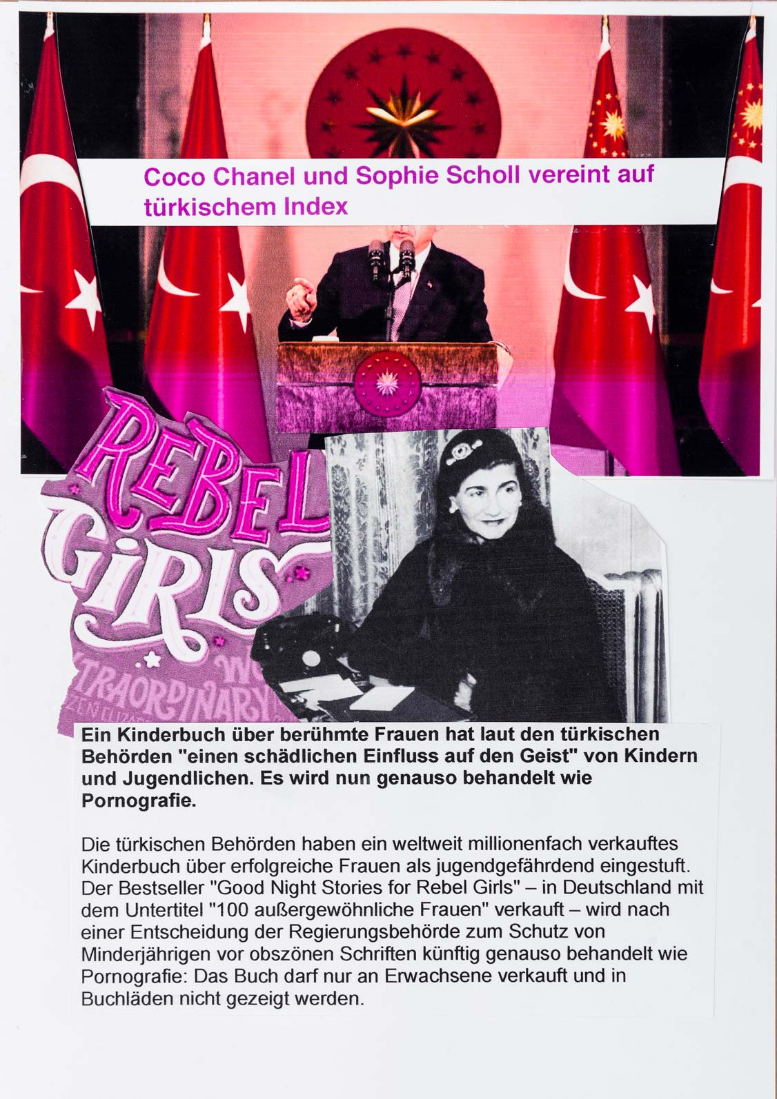 Auszug aus dem Künstlerbuch 'Coco Chanel würde Sophie Scholl wählen'